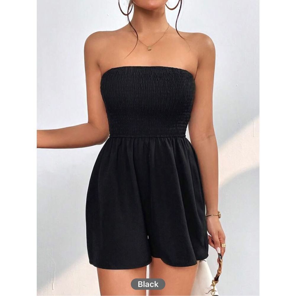SHEIN PETITE Solid Tube Romper - Picture 5 of 8